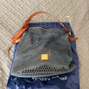 Dooney & Bourke Textured Blue and Brown Hobo Bag